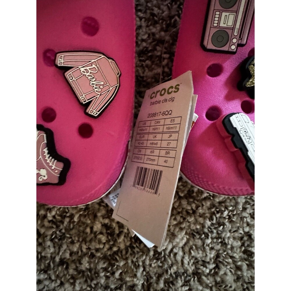 NWT Crocs Barbie Classic Clog Limited Edition W/Jibbetz Charms Men 9 Women 11 - Picture 3 of 4